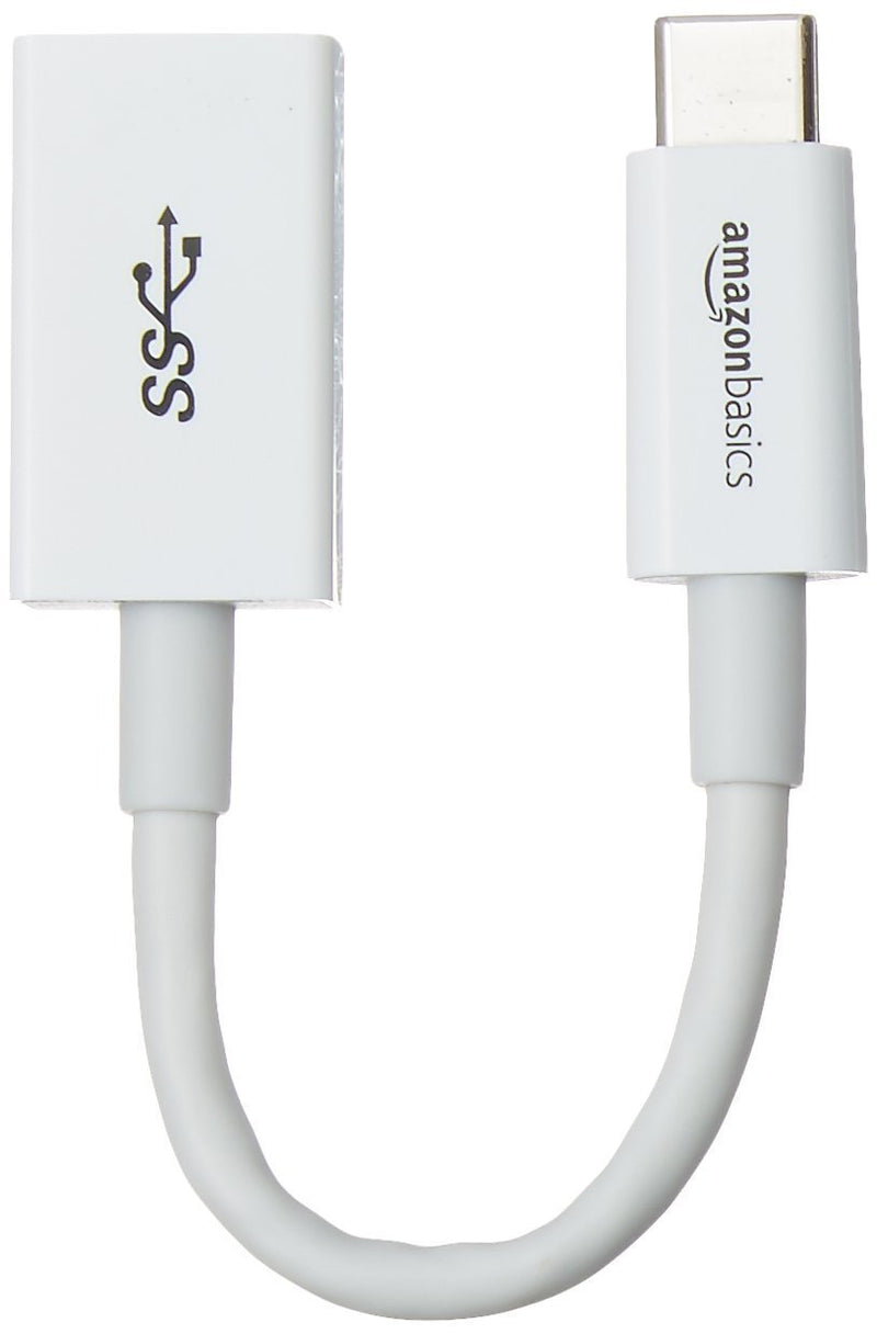 Amazon Basics USB Type-C to USB 3.1 Gen1 Female Adapter - White, Pack of 1 1-Pack