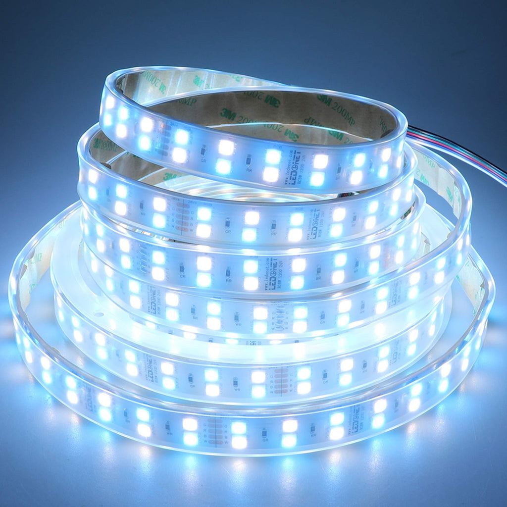 [AUSTRALIA] - LEDENET Double Row DC 24V 600LEDs/spool 5m RGB Cold White (6500k-7000K) 5050 SMD Waterproof RGBW LED Strip Lights in Silicone sleeving IP67 for Wedding Party Holiday Outdoor LED Lighting Waterproof IP67 