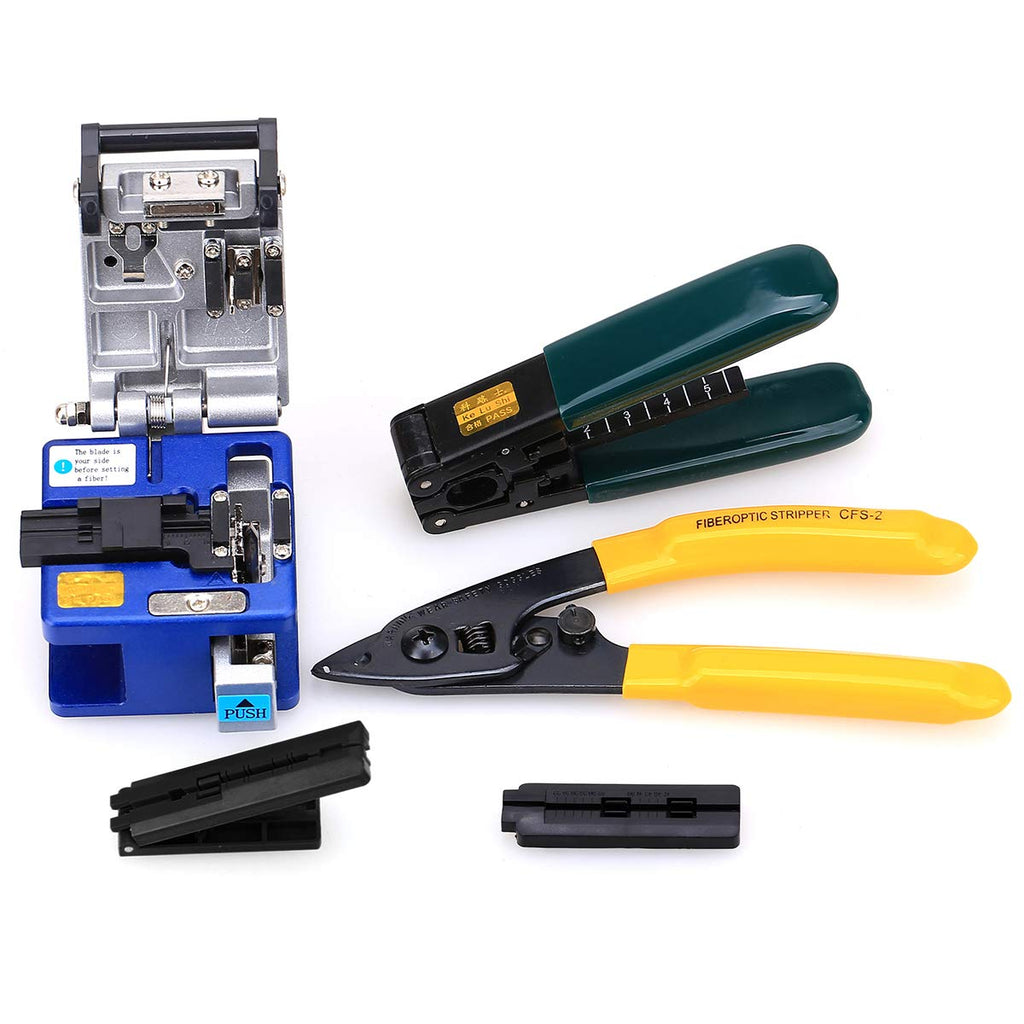 Optical Fiber Tool Kit Cold Connection tool Optical Fiber Stripping Cleaver for SUMITOMO with 36000 Cleaves and Fiber Optic Drop Cable Fiber Stripper CFS-2 Double Port Hole