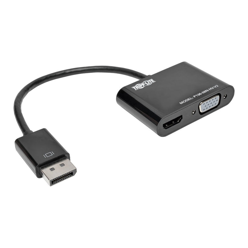 Tripp Lite DisplayPort 1.2 to VGA/HDMI All-in-One Converter Adapter, 4Kx2K HDMI @ 24/30Hz, 6in (P136-06N-HV-V2),Black DP 1.2 to VGA/HDMI (4K) Black