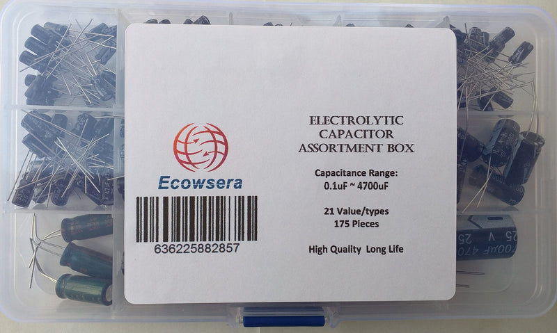21 Value 175 pcs Electrolytic Capacitors Assortment Box Easy Use