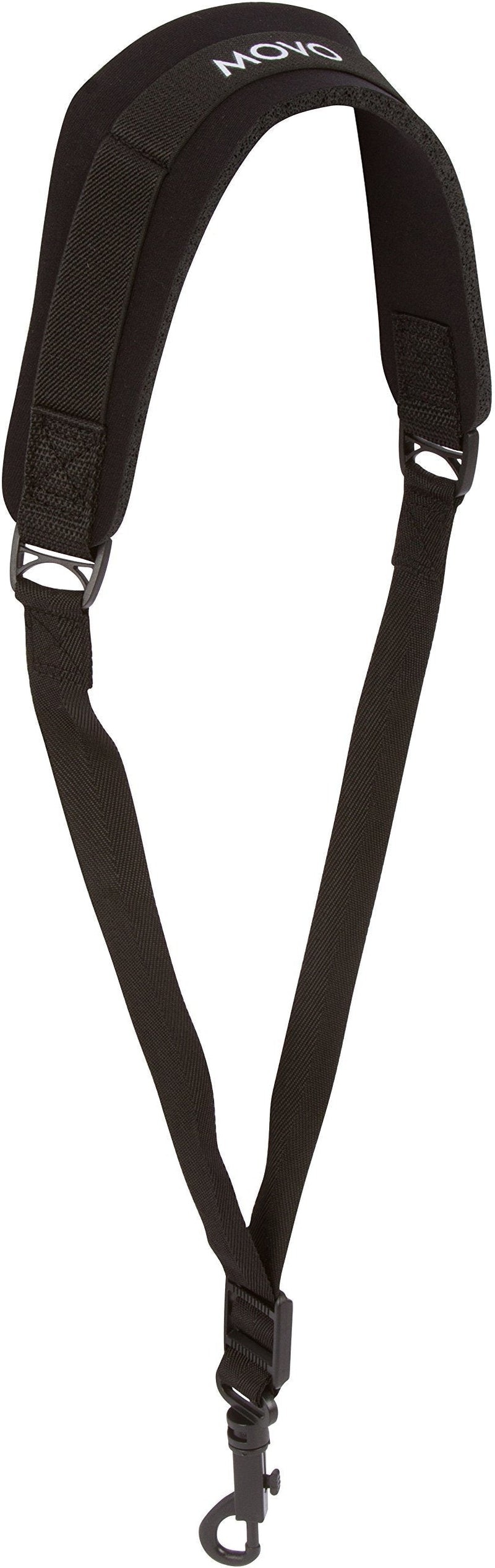 Movo MS-20J Music Instrument Neck Strap for Saxophones, Horns, Bass Clarinets, Bassoons, Oboes and More (Black - Medium Length) Black