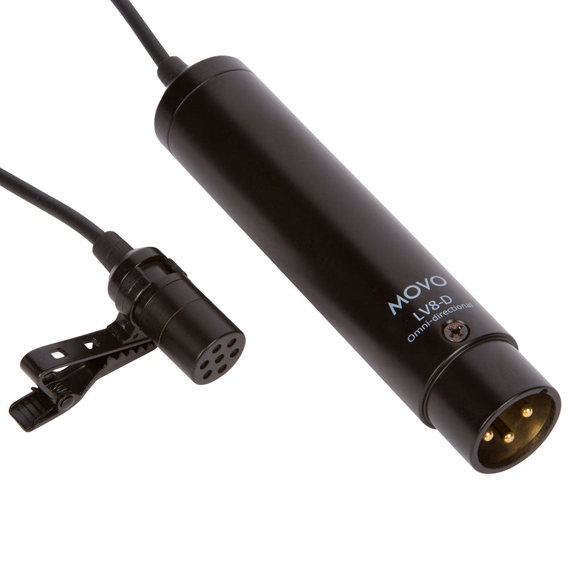 [AUSTRALIA] - Movo LV8-D Broadcast-Quality XLR Lavalier Omni-Directional Wired Microphone with 12mm Mic Capsule for Accurate Voice Recording - Kit Includes Lapel Clip, Case and Windscreen 