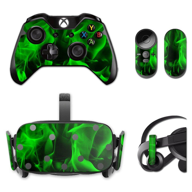 MightySkins Skin Compatible with Oculus Rift CV1 wrap Cover Sticker Skins Green Flames