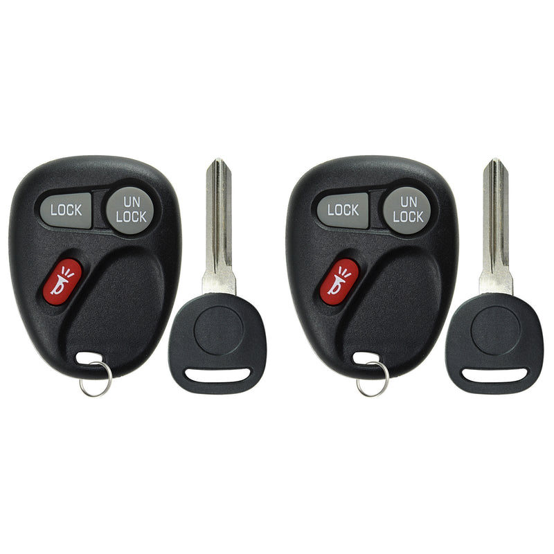 KeylessOption Keyless Entry Remote Car Key Fob and Key Replacement For 15042968 (Pack of 2)