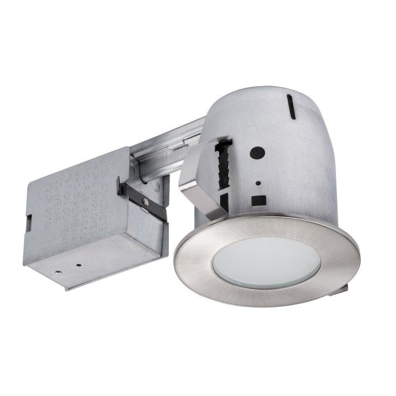 4" LED IC Rated Flush Round Trim Recessed Lighting Kit, Brushed Nickel, Frosted Glass, Easy Install Push-N-Click Clips, LED Bulb Included, 3.88" Hole Size,90972