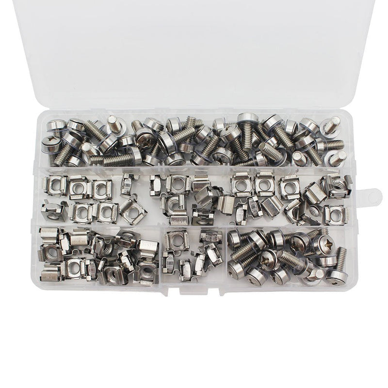 [AUSTRALIA] - Raogoodcx 50 Sets M6 Square Hole Hardware Cage Nuts & Mounting Screws Washers for Server Rack and Cabinet (M6 X 20mm)(Screw+Washer+cage nut) 