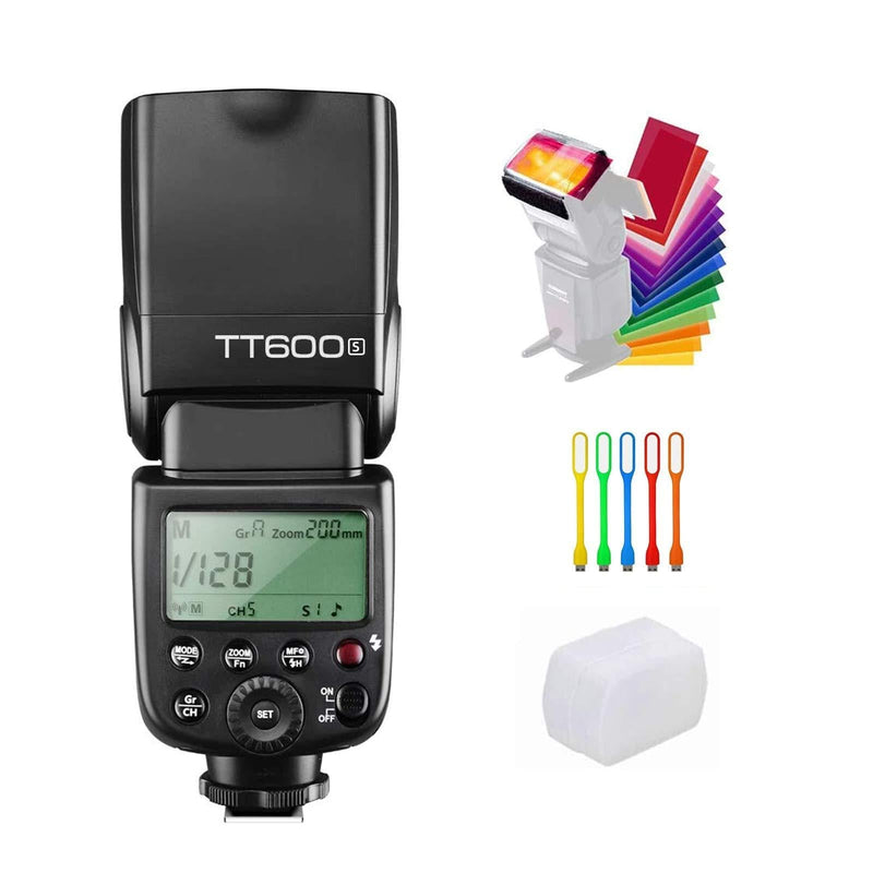 GODOX TT600S Camera Flash Speedlite Master Slave Off GN60 Built-in 2.4G Wireless X System Transmission Compatible for Sony Cameras with USB LED & Filters & Diffuser