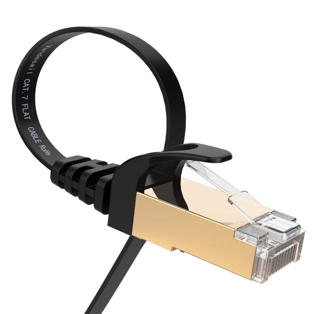 Ethernet Cable, Vandesail 10 ft CAT7 LAN Network Cable RJ45 High Speed Patch Cord STP Gigabit 10/100/1000Mbit/s Gold Plated Lead (10ft, Black) 10FT