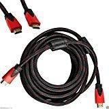 CableVantage Premium HDMI Cable 50FT for 3D DVD PS3 HDTV LCD HD TV 1080P Red Mesh High Speed Gold-Plated Cord Braided Nylon Cord, Gold Tip