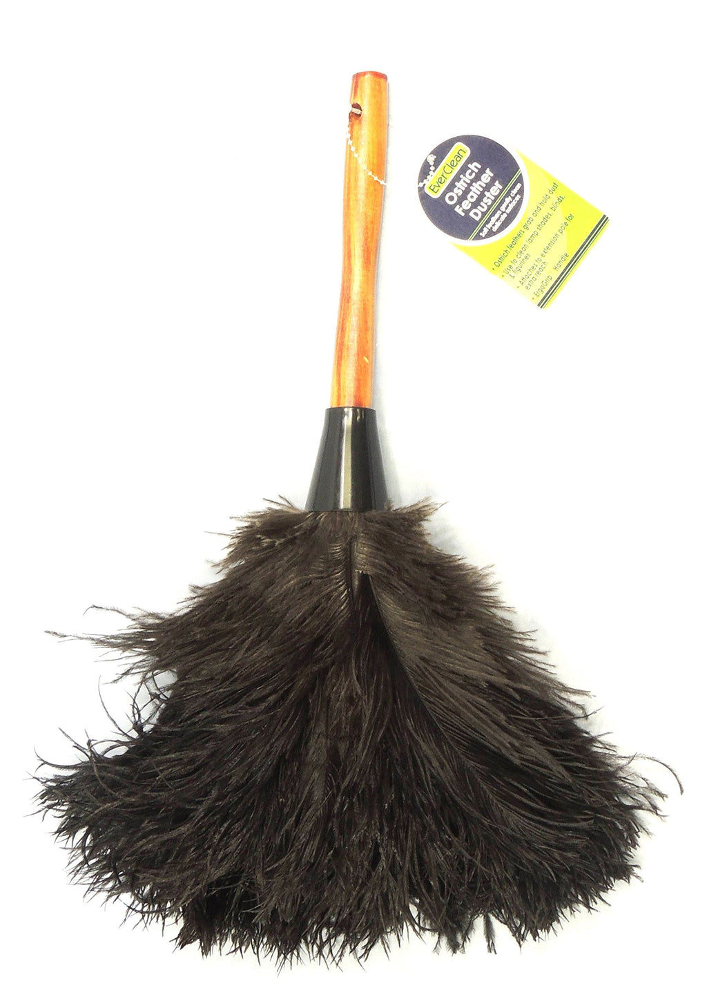 EVERCLEAN Ostrich Feather Duster Classic 14" 100% Natural Ostrich Feathers for Dusting Contoured, Intricate & Delicate Items - Classic Wood ErgoGrip Handle (6049.0)