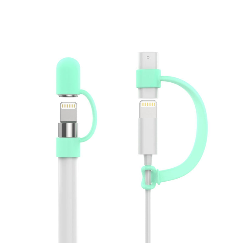 MoKo Pencil Cap Holder Fit Apple Pencil, USB Cable Tether + Apple Pencil Cap, Fit iPad 8th Gen 2020/7th Gen 10.2 2019/iPad Air 3 10.5"/iPad mini 5 2019 (Only Fit Apple Pencil 1st),GREEN (Glow in Dark) Green-Glow in Dark