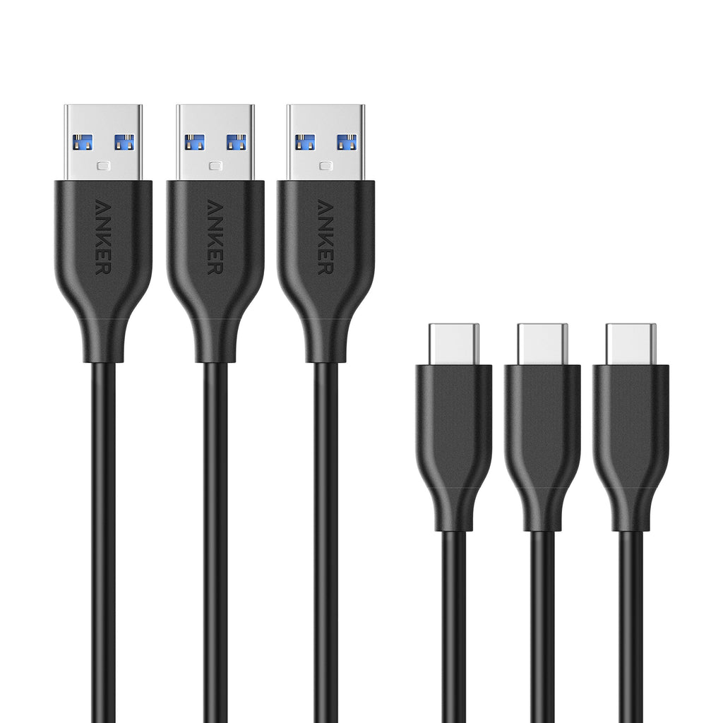 [3 Pack] Anker Powerline USB-C to USB 3.0 Cable (3ft) with 56k Ohm Pull-up Resistor for Samsung Galaxy Note 8, S8, S8+, S9, S10, MacBook, Sony XZ, LG V20 G5 G6, HTC 10, Xiaomi 5 and More