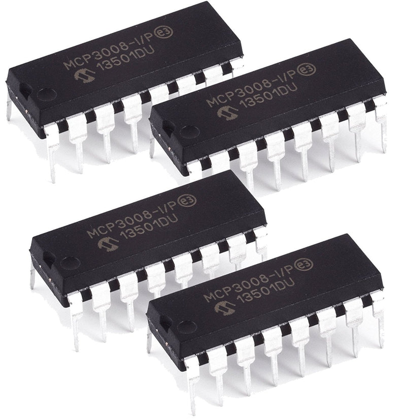 Microchip MCP3008-I/P 10-Bit ADC with SPI (Pack of 4)