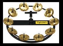 Tycoon Percussion TBHH-10B Large Hi-Hat Tambourine, 10 Pair Brass Jingles