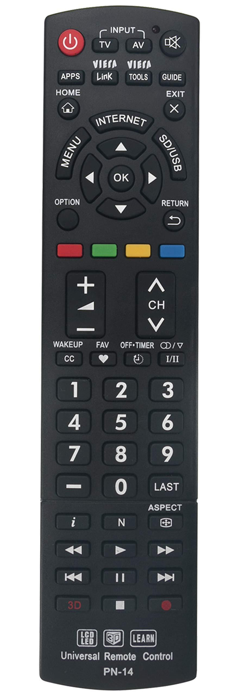 New Universal Controller Replaced Remote Works for 99% Panasonic LED LCD LEARN 3D TV Also SUBs N2QAYB000926 N2QAYB000485 N2QAYB000837