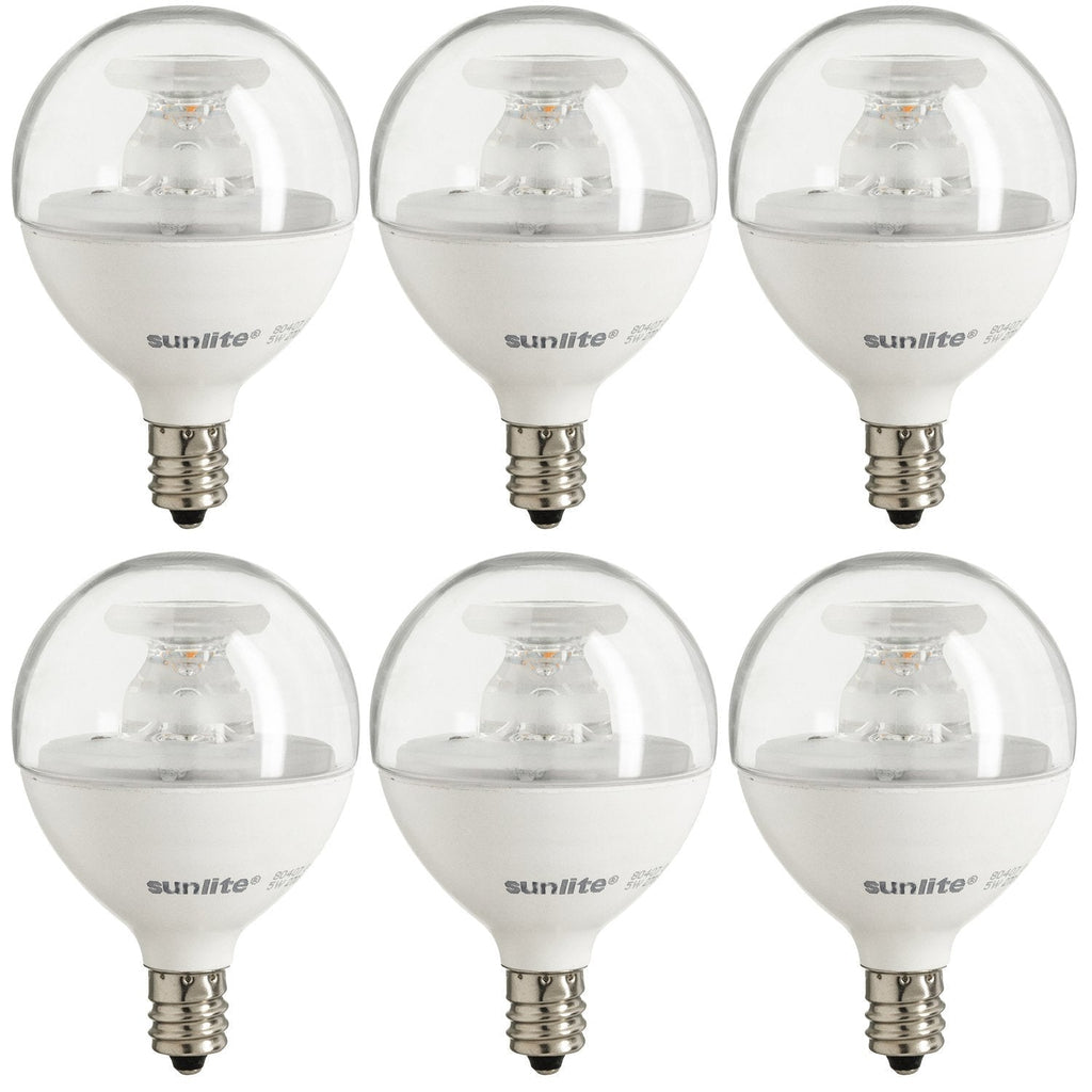 Sunlite G16.5/LED/7W/D/E12/CL/ES/27K/CD/6PK Globe Candelabra Clear Dimmable Light Bulb, 60 Equivalent-6 Pack, 6 Count 60 Equivalent - 6 Pack