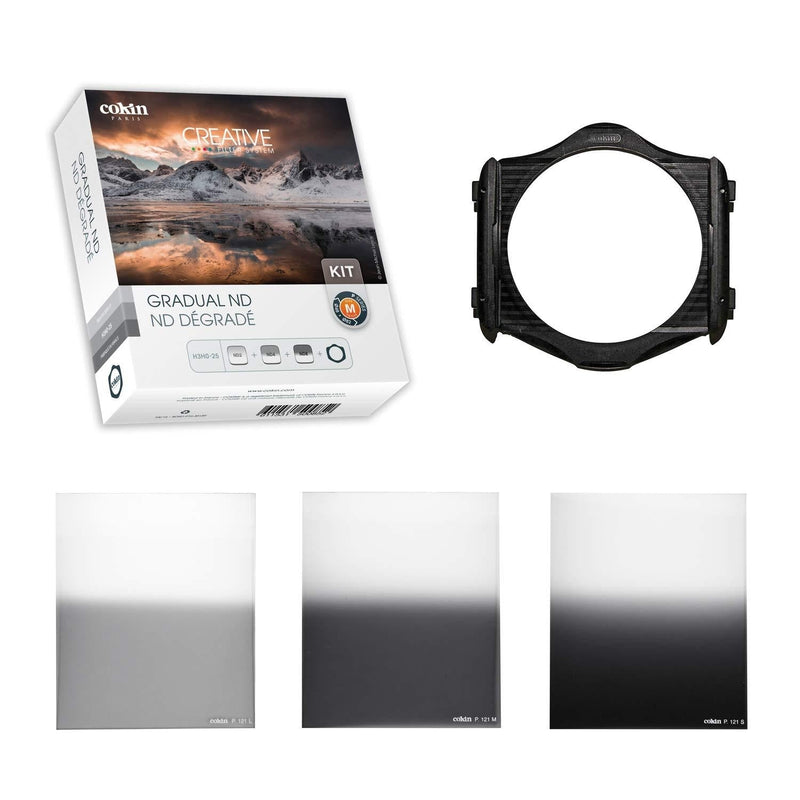Cokin Square Filter Gradual ND Creative Kit Plus - Includes M (P) Series Filter Holder, Gnd 1-Stop (121L), Gnd 2-Stop (121M), Gnd 3-Stop Soft (121S) Medium