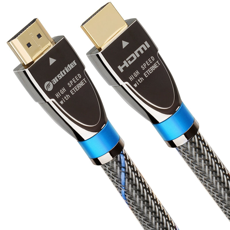 4K HDMI Cable/HDMI Cord 3ft - Ultra HD 4K Ready HDMI 2.0 (4K@60Hz 4:4:4) - High Speed 18Gbps - 28AWG Braided Cord-Ethernet /3D / HDR/ARC/CEC/HDCP 2.2 / CL3 by Farstrider 3 Feet Gun black - Blue