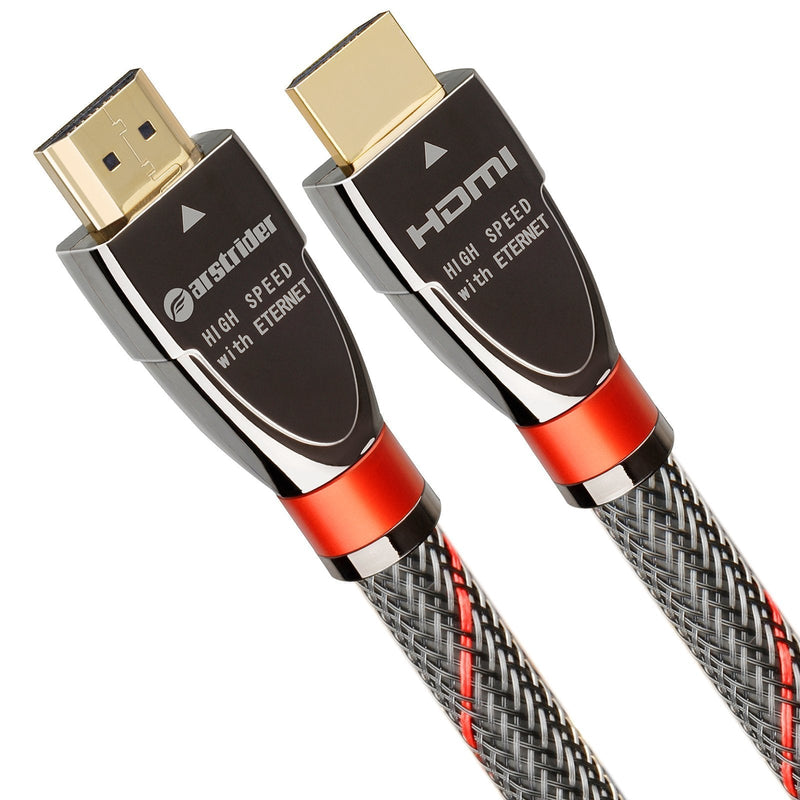 4K HDMI Cable/HDMI Cord 10ft - Ultra HD 4K Ready HDMI 2.0 (4K@60Hz 4:4:4) - High Speed 18Gbps - 28AWG Braided Cord-Ethernet /3D / HDR/ARC/CEC/HDCP 2.2 / CL3 by Farstrider 10 Feet Gun black - Red
