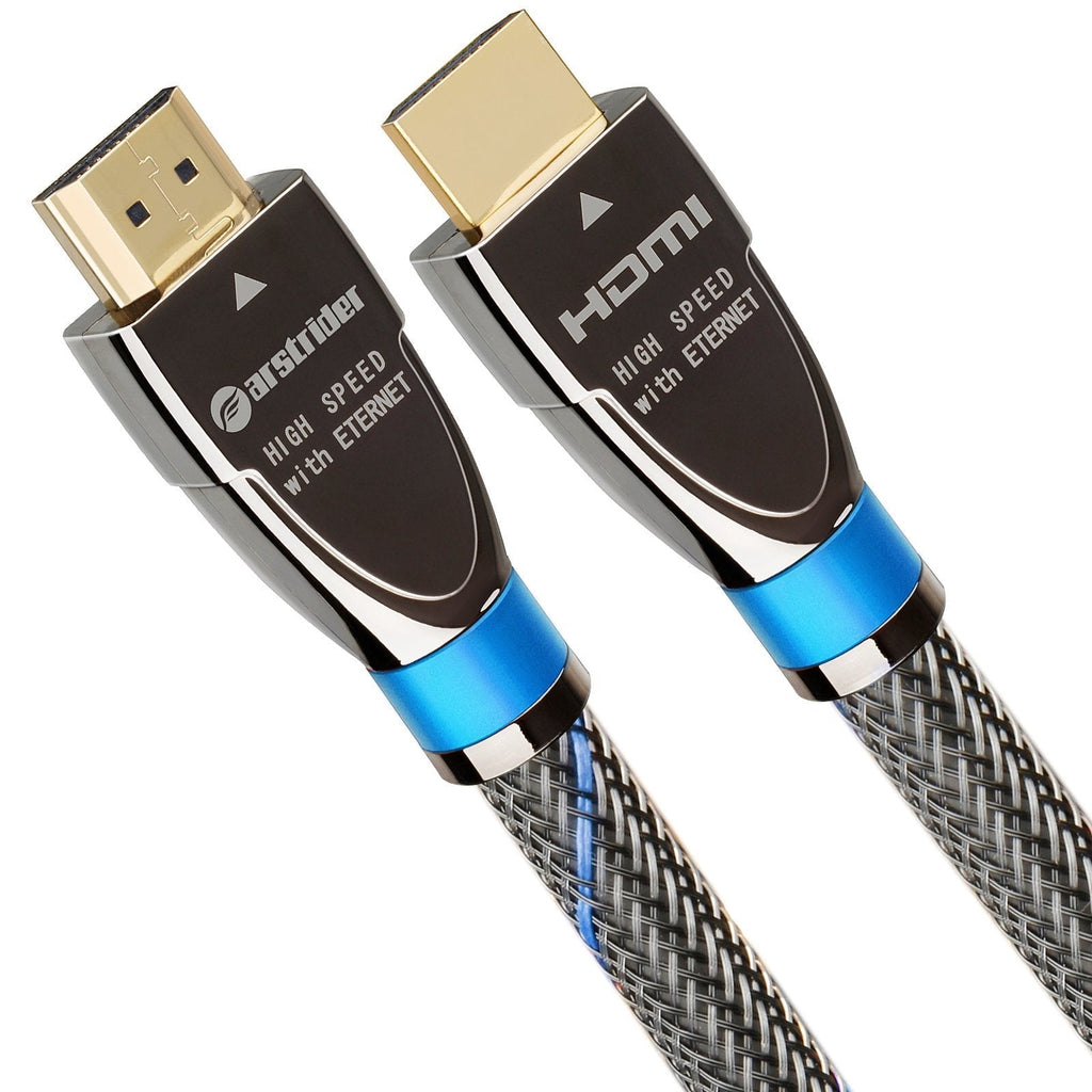 4K HDMI Cable/HDMI Cord 15ft - Ultra HD 4K Ready HDMI 2.0 (4K@60Hz 4:4:4) - High Speed 18Gbps - 28AWG Braided Cord-Ethernet /3D / ARC/CEC/HDCP 2.2 / CL3 by Farstrider 15 Feet Gun black - Blue