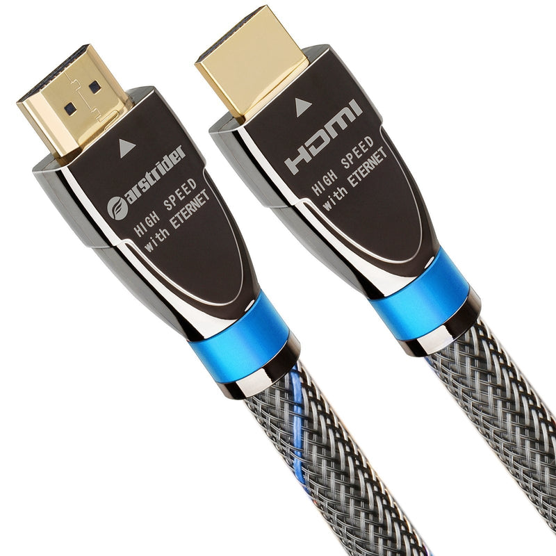 4K HDMI Cable/HDMI Cord 15ft - Ultra HD 4K Ready HDMI 2.0 (4K@60Hz 4:4:4) - High Speed 18Gbps - 28AWG Braided Cord-Ethernet /3D / ARC/CEC/HDCP 2.2 / CL3 by Farstrider 15 Feet Gun black - Blue