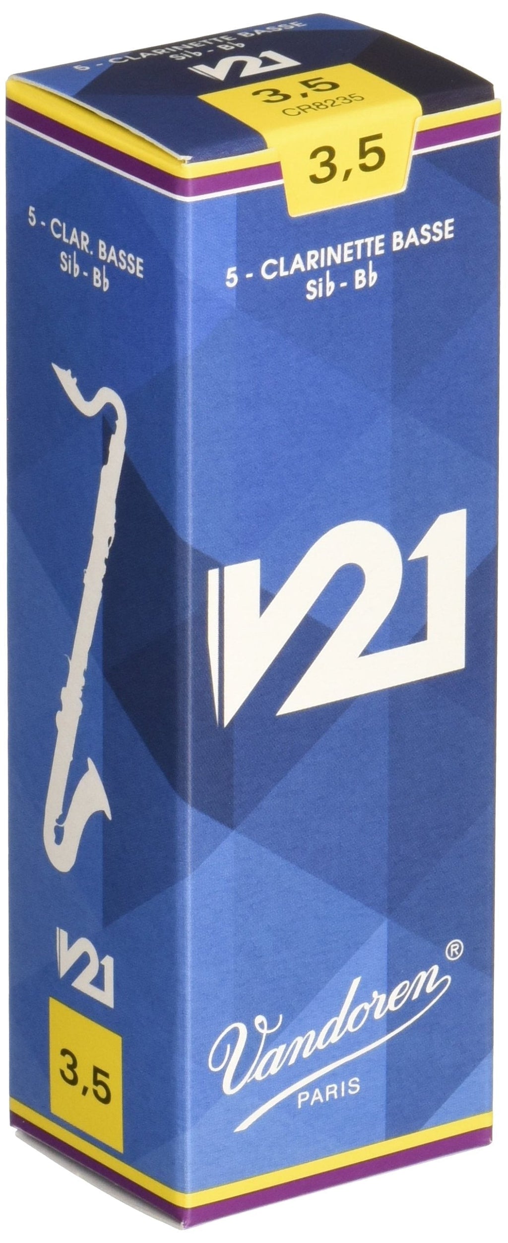 Vandoren CR8235 Bass Clarinet V21 Reeds Strength 3.5, Box of 5