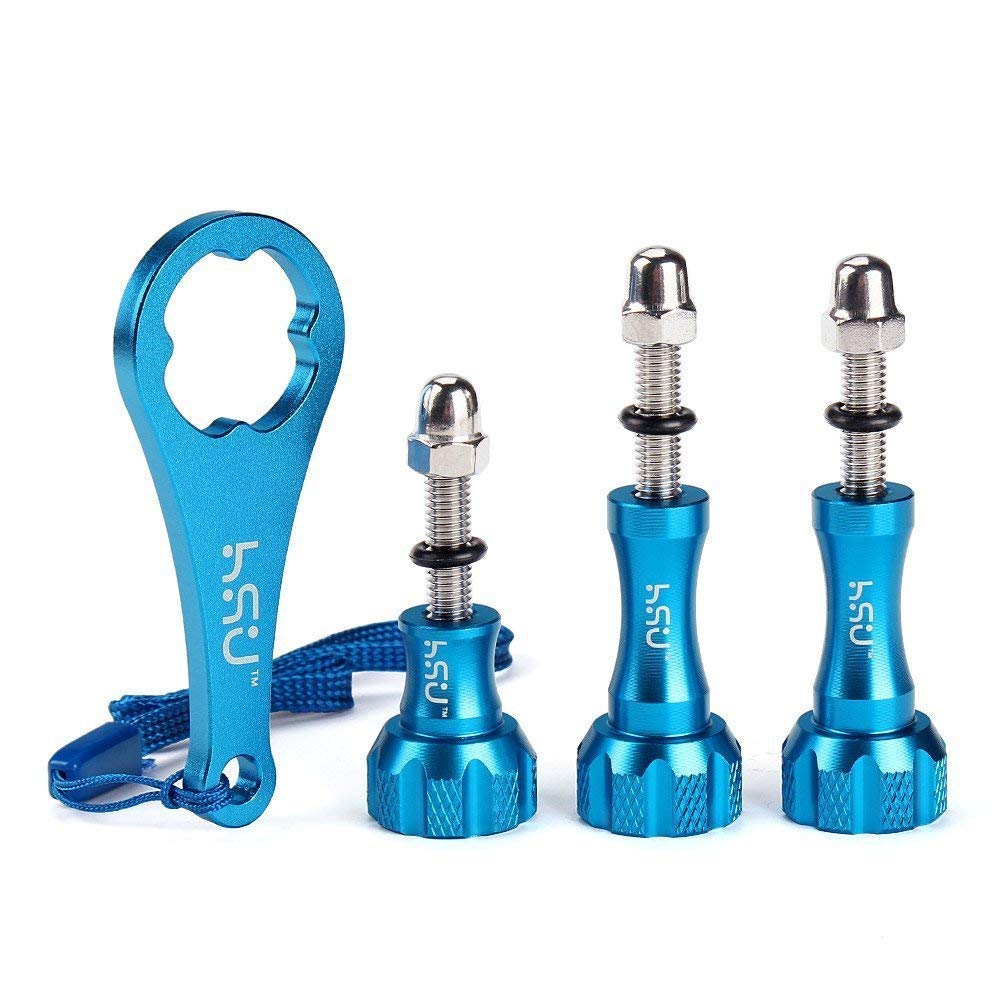 HSU Aluminum Thumbscrew Set + Wrench for Gopro Hero 10,9, (2018),Hero 8,7,6,5,4,3+,3,2,1, Gopro Session, AKASO Campark and Other Action Cameras (Blue) Thumbscrew Set + Wrench(Blue)