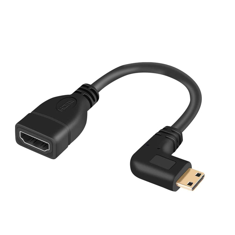 Mini HDMI to HDMI Cable, CableCreation 0.5ft 90 Degree Left Angle Mini-HDMI Male to HDMI Female Adapter,Support 1080P Full HD,3D,for Camera,Camcorder,Graphics Card,Laptop,Tablet,HDTV,Projector,Black