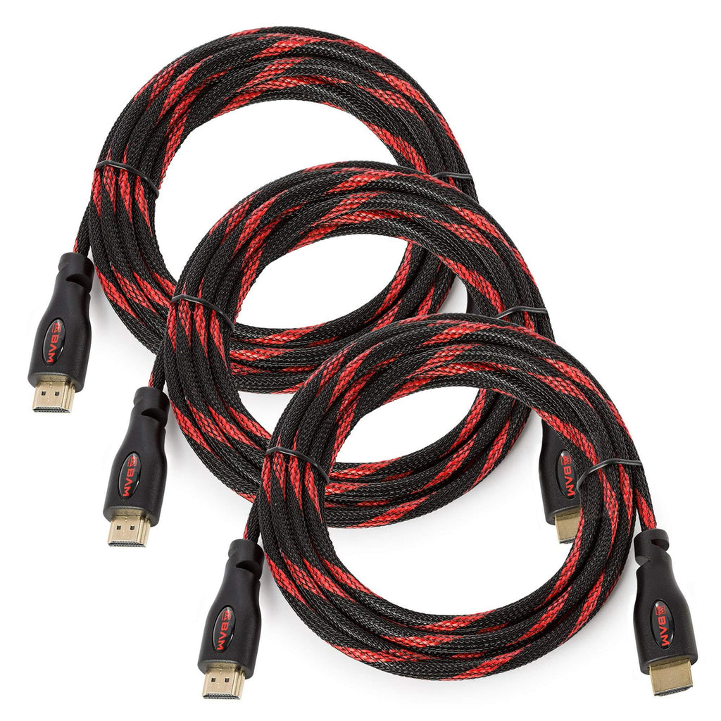 BAM 3 Pack High Speed 4K HDMI Cables - 10' Long 10 Feet