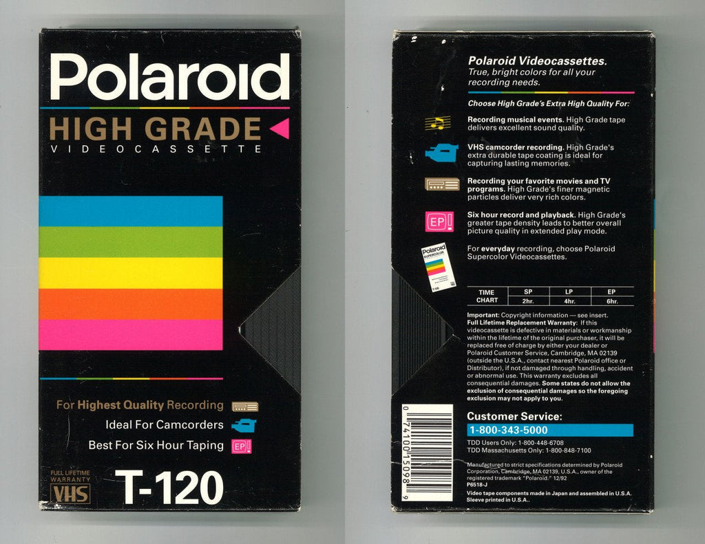 Polaroid High Grade Videocassette T-120 3 Pack