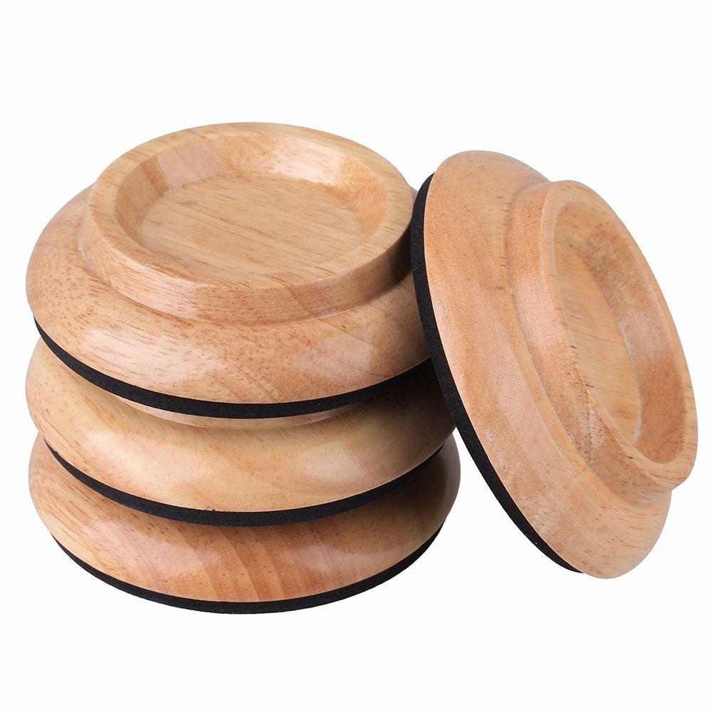 BQLZR Solid Wood Color Round Antiskid 3.93" Double Wheeled Piano Upright Grand Piano Caster Cups Pads Floor Carpet Pack of 4