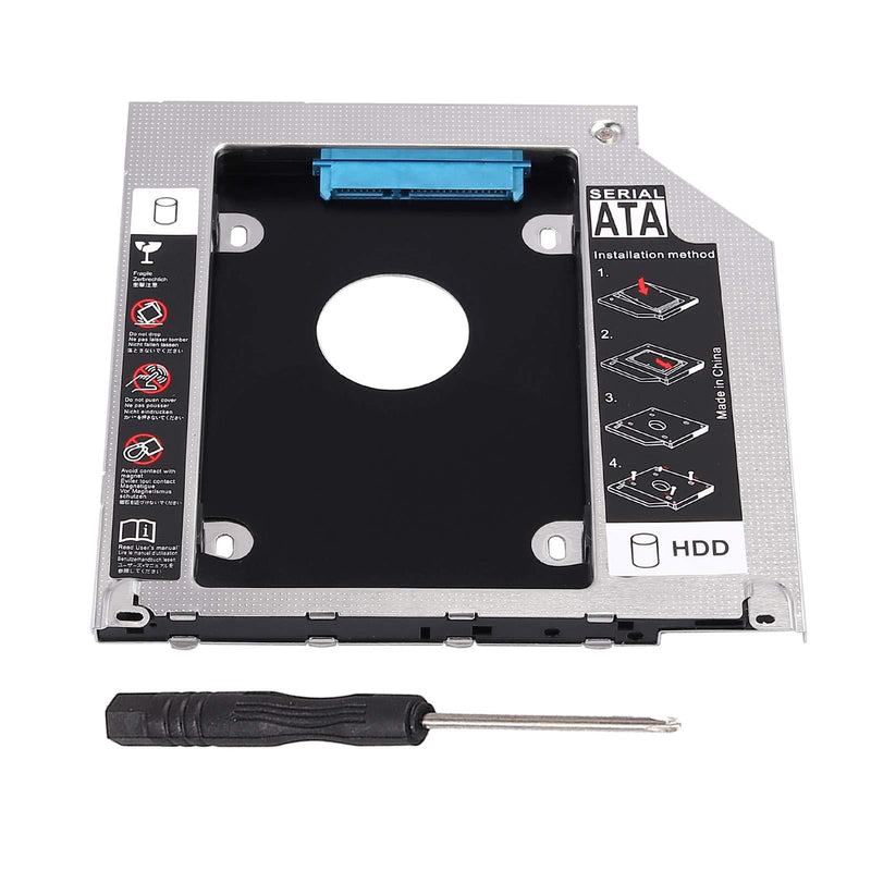 eSynic Hard Drive Caddy Tray 2.5" 2nd HDD SDD Kit 9.5mm SATA HDD SSD Adapter Optical Bay Drive Slot for Pro Unibody 13 15 17 SuperDrive DVD Drive Replacement Only