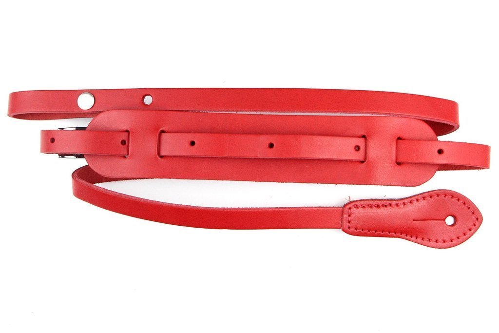 LeatherGraft 49” Length Red Genuine Leather Classic Mandolin Ukulele Instrument Strap