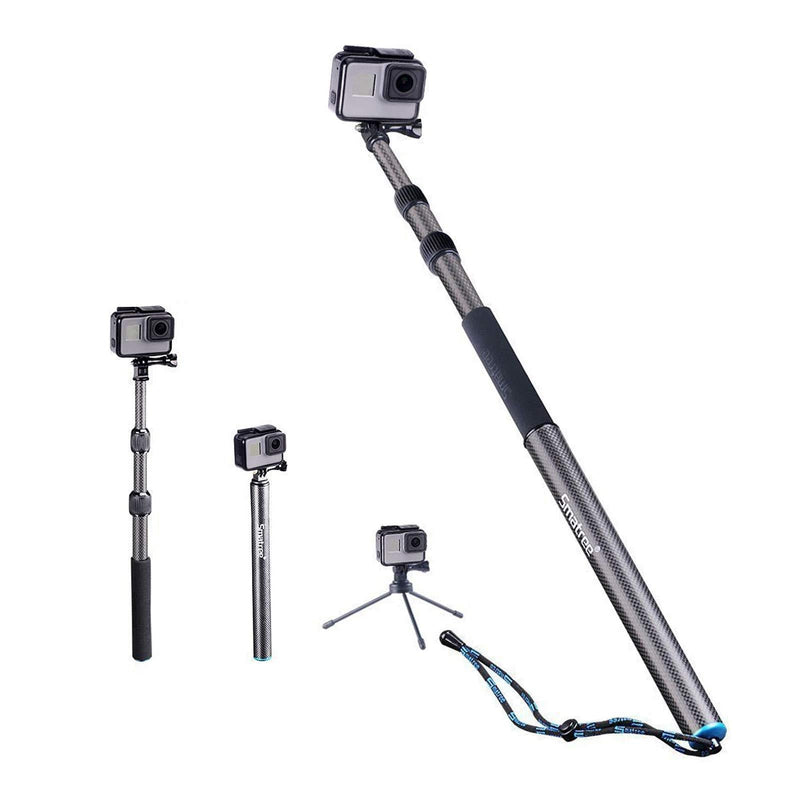 Smatree S3C Carbon Fiber Detachable Extendable Floating Pole with Tripod Stand Compatible for GoPro MAX/GoPro Hero Fusion/9/8/7/6/5/4/3 Plus/3/GoPro Hero 2018/DJI OSMO Action Camera