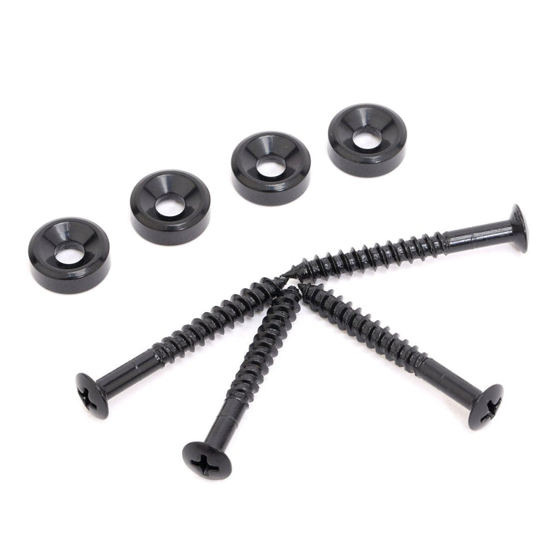 Musiclily Electric Guitar Bass Neck Joint Bushings and Bolts with Screws, Black (Pack of 4)