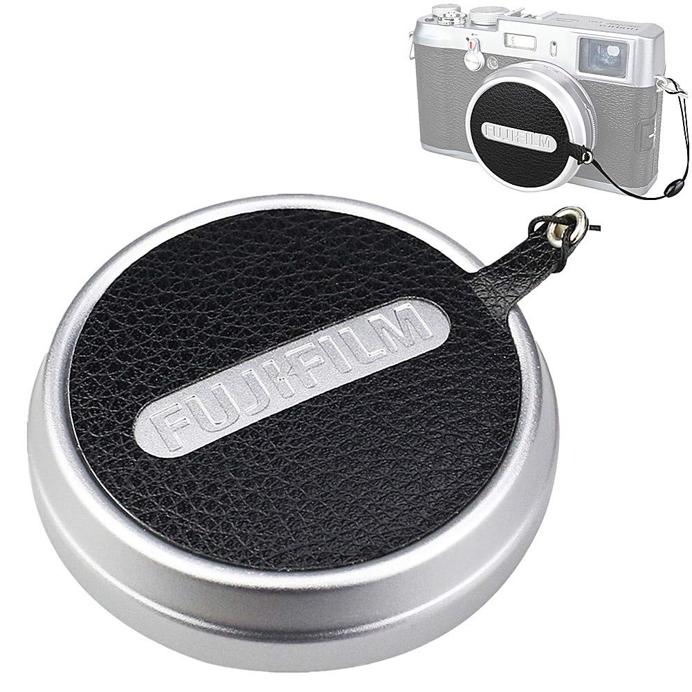 JJC Deluxe Nappa Leather Lens Cap Keeper Sticker with String for Fujifilm Fuji X100V X100F X100T X100S X100 Lens Cap Anti-lost
