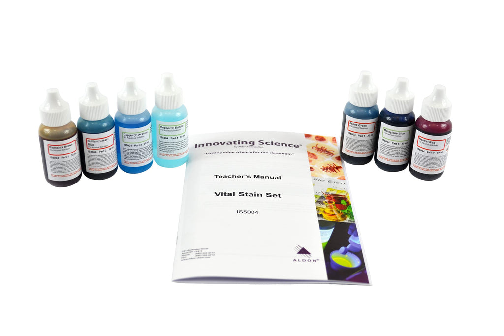Vital Stain Kit, 7 Bottles of Different Stains for Microscope Slides - The Curated Chemical Collection by Innovating Science