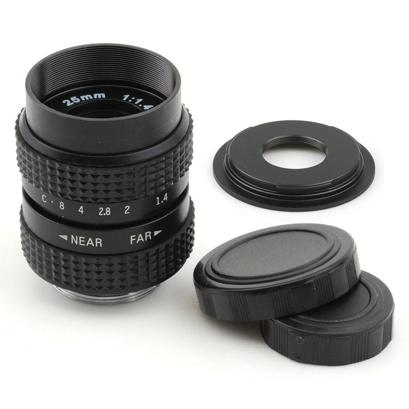 Pixco 25mm F1.4 CCTV Lens for C Mount Camera + 16mm C Mount Movie Lens to Sony E Mount NEX Camera Lens Adapter