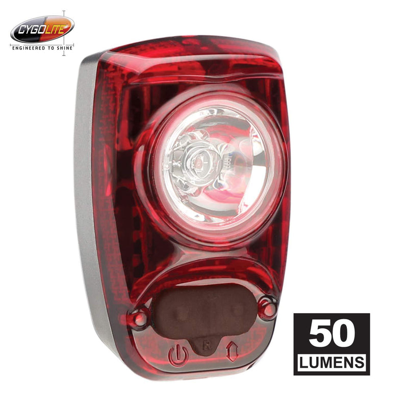 Cygolite Hotshot SL– 50 Lumen Bike Tail Light– 6 Night & Daytime Modes– User Tuneable Flash Speed– Compact Design– IP64 Water Resistant– Secured Hard Mount– USB Rechargeable– Great for Busy Roads