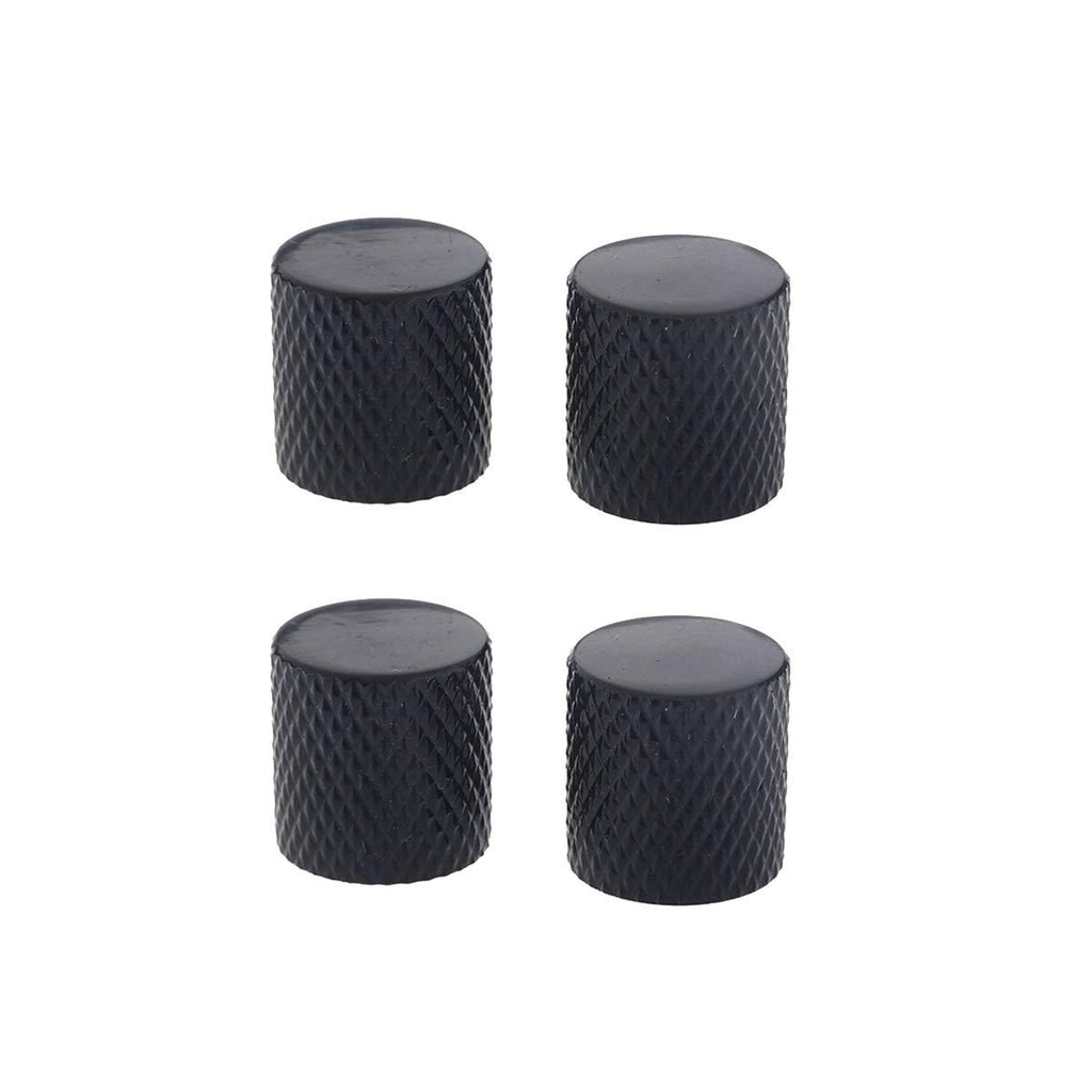 Musiclily Metric Metal Flat Top Knurled Control Knobs for Fender Telecaster Electric Guitar or Bass, Black(Pack of 4)