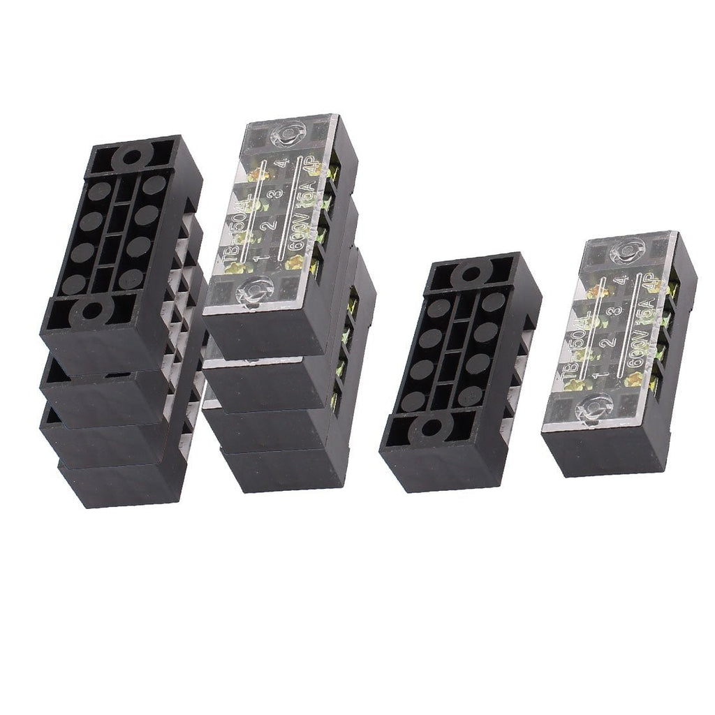 uxcell 10 Pcs 600V 15A 4Position Dual Row Electric Barrier Terminal Block Wire Connector Bar