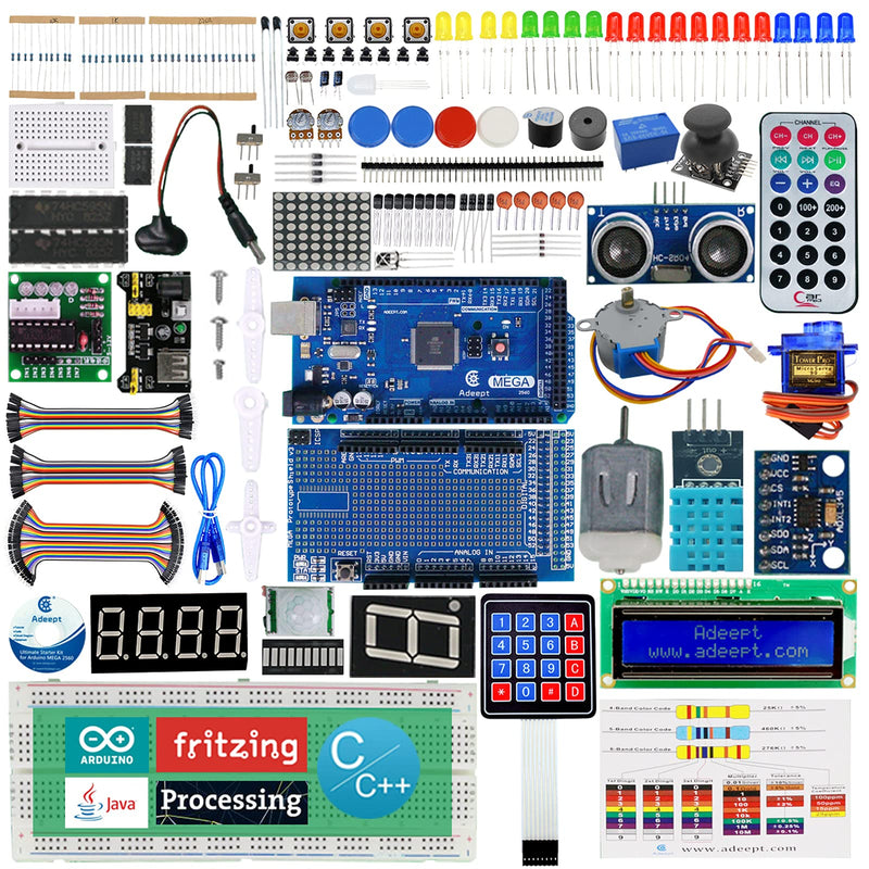 Adeept Ultimate Starter Kit Compatible with Arduino IDE Mega 2560 LCD 1602, Stepper motor, ADXL345, Learning Kit with PDF Guidebook