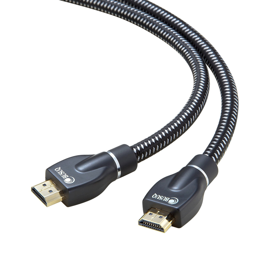 UFO Parts 4K HDMI Cable 25ft - BUSUQ - HDMI (4K@60HZ) Ready - 26AWG Nylon Braided- High Speed 18Gbps - Gold Plated Connectors - Ethernet, Audio Return - Video 2160p, for HDR 1080p PS3 PS4 HDMI 25ft Black