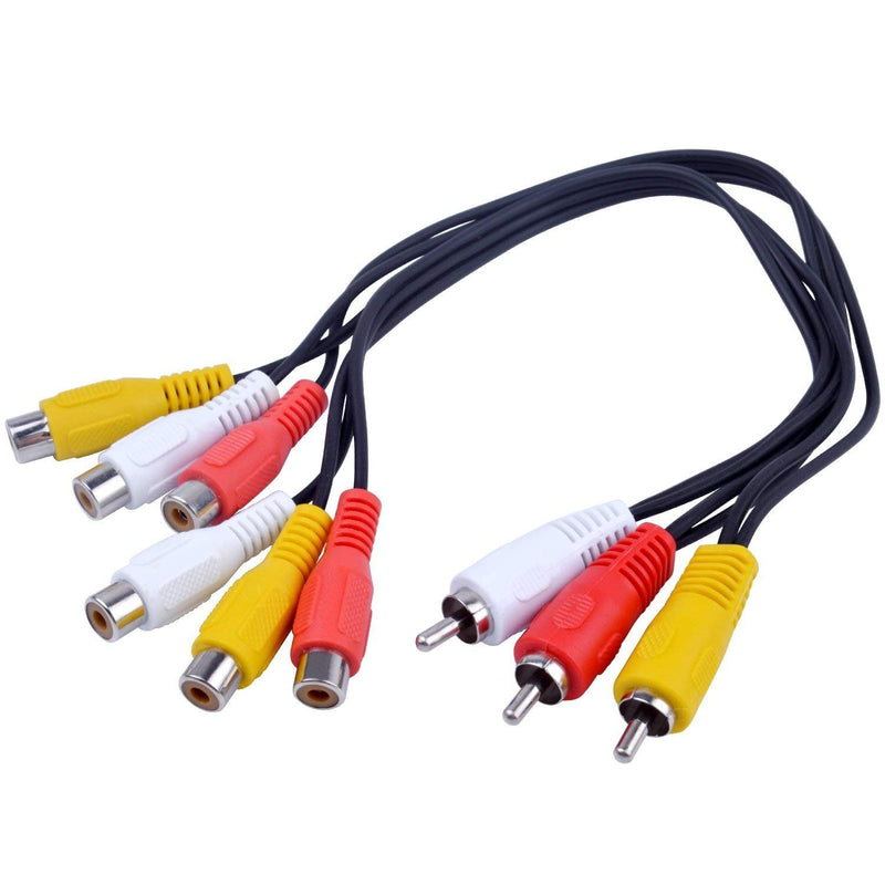 BronaGrand 3 RCA Male Jack to 6 RCA Female Plug Splitter Audio Video Av Adapter Cable 12inch 1FT
