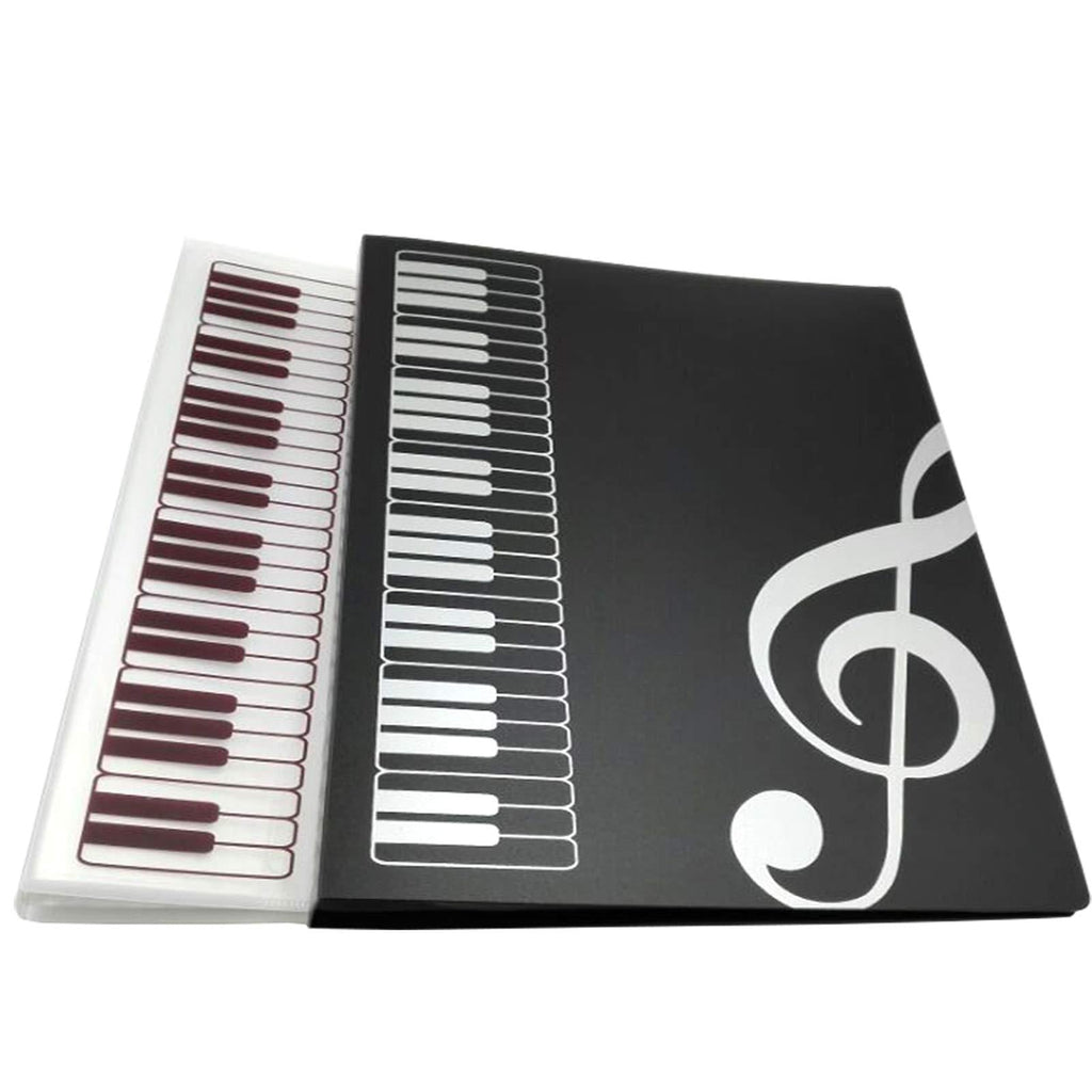 WOGOD Music Sheet File Paper Documents Storage Folder Holder Plastic.A4 Size,40 Pockets (1Black+1Transparent)