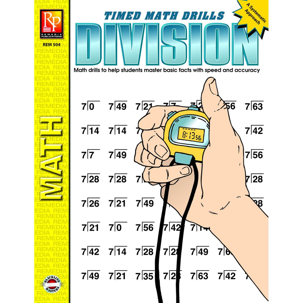 Remedia Publications REM504 Division Timed Math Drills Book, 0.1" Height, 8.5" Wide, 11" Length