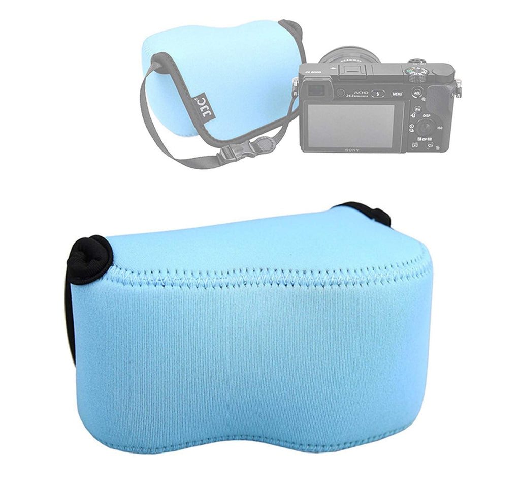 JJC Sky Blue Water Resistant Ultra Light Neoprene Camera Case Pouch Bag, Compatible: Sony a6600 a6500 a6400 a6300 a6100 a6000 a5100 +16-50mm Pancake Lens & Panasonic LX100 LX100 II Sigma FP