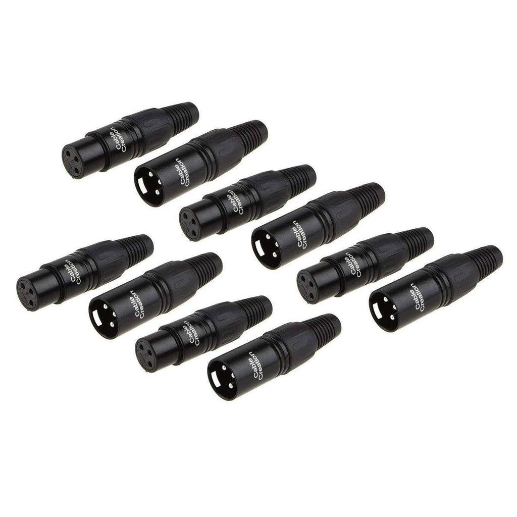 [AUSTRALIA] - CableCreation [5-Pair] XLR 3 Pin Male/Female Audio Mic Microphone Connector, Black Housing [5-Pair] Female&Male 