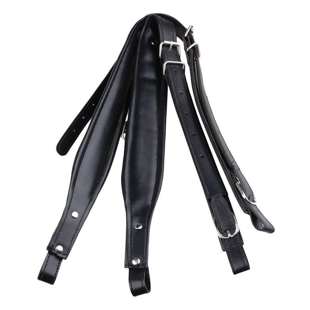 BQLZR Black Soft PU Leather Accordion Shoulder Harness Strap with Adjustable Buckles Pack of 2